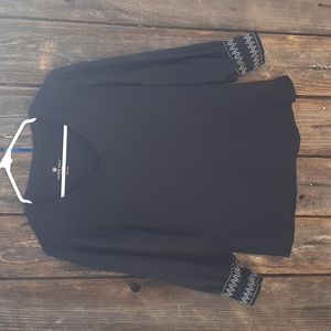 Black long blousey sleeve V neck